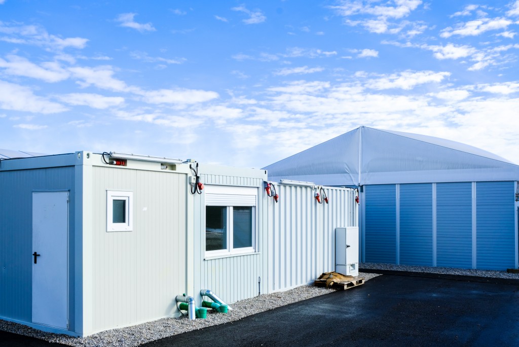 Gray mobile home container
